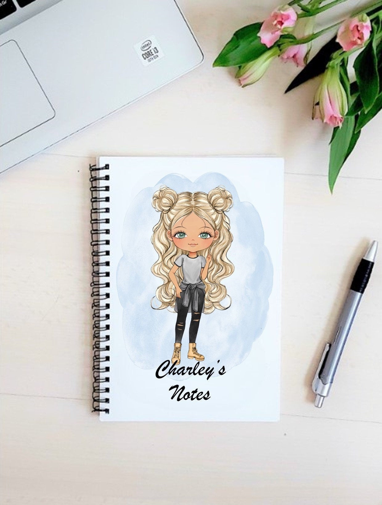 personalised A5 Notebook: Sassy Girl Fashion Character, Teen Gift