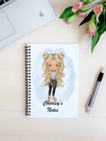 personalised A5 Notebook: Sassy Girl Fashion Character, Teen Gift