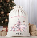 personalised Ballerina Christmas Sack: Pink Rocking Horse Present Bag
