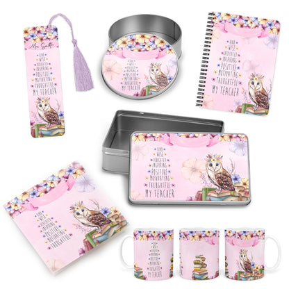 personalised Owl Teacher Bookmark: Aluminum Keepsake Gift