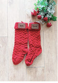 personalised Knitted Christmas Stocking: Red Chunky Knit with Leather Tag