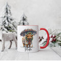 Personalised Christmas Highland cow mug