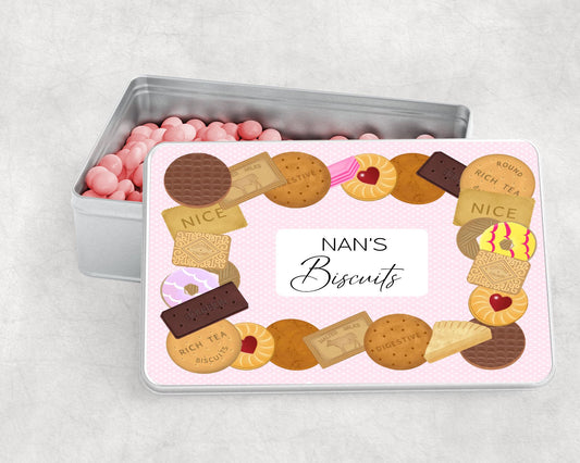 personalised Biscuit Tin for Nan: Hand-Drawn Design