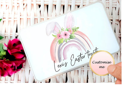 personalised Easter Bunny Treat Tin: Rainbow Easter Gift