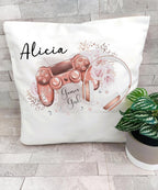 Personalised Rose Gold Gamer Girl Cushion