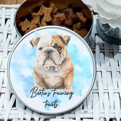 Personalised Bulldog Treat Tin: Dog Food Storage, Gift for Bulldog Owner