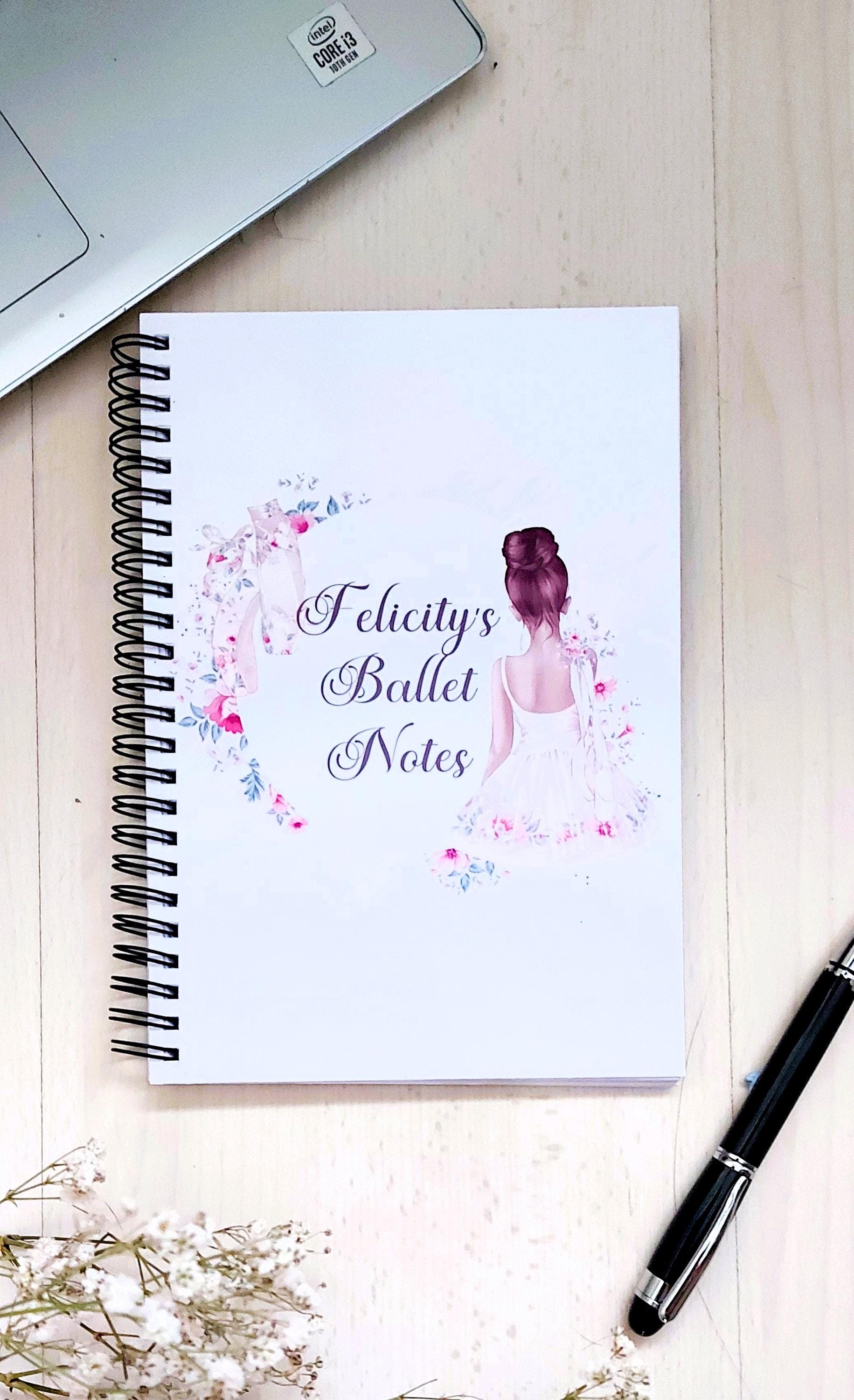 personalised Ballerina Notebook: Watercolor Ballet Gift, A5