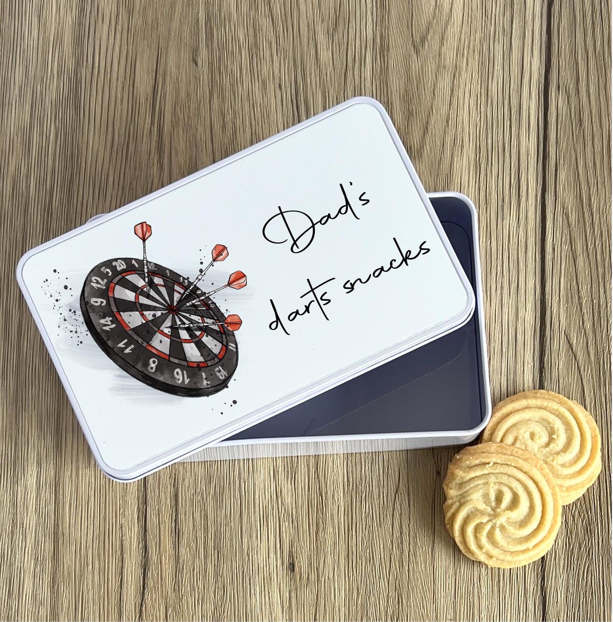 Personalised darts snacks tin, Custom darts gift, Darts storage tin, Dart storage, Father's Day Gifts, Birthday gift for darts player