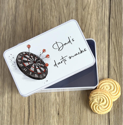 Personalised darts snacks tin, Custom darts gift, Darts storage tin, Dart storage, Father's Day Gifts, Birthday gift for darts player