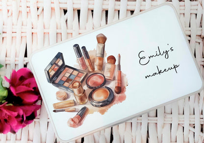 personalised Makeup Storage Tin: Teenage Girl Gift, Cosmetic Organizer