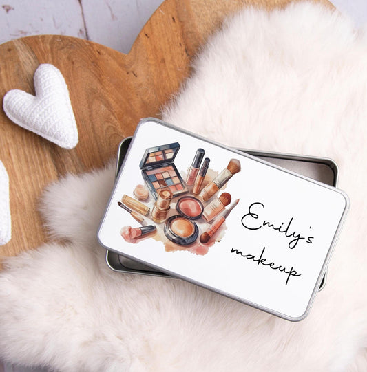 Personalised make up storage tin