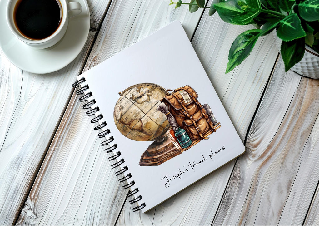 personalised A5 Travel Journal: Vintage Globe Design