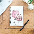 personalised A5 Travel Journal: Pink Floral Design, Lined Notebook