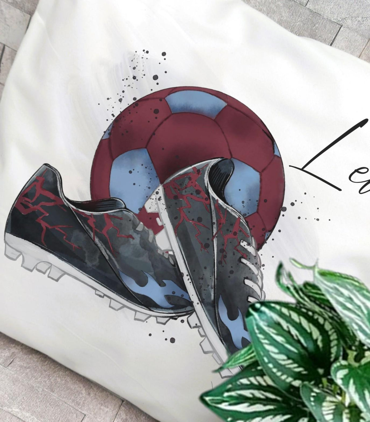Personalised claret and blue football cushion, football team cushion