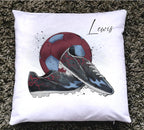 Personalised claret and blue football cushion, football team cushion