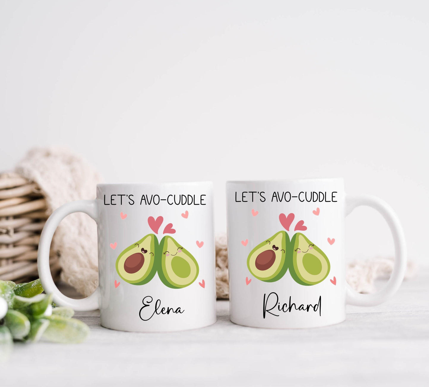 personalised Avocado Mug & Coaster Gift Set - Valentine's Day Avo-Cuddle