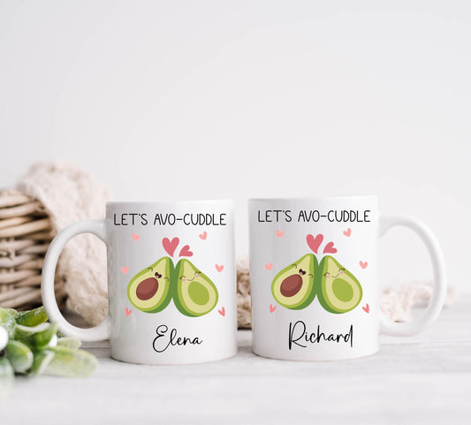 personalised Avocado Mug & Coaster Gift Set - Valentine's Day Avo-Cuddle