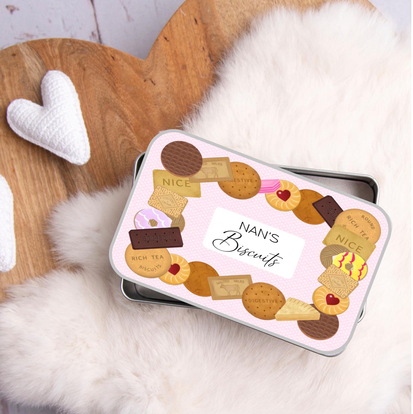 personalised Biscuit Tin for Nan: Hand-Drawn Design