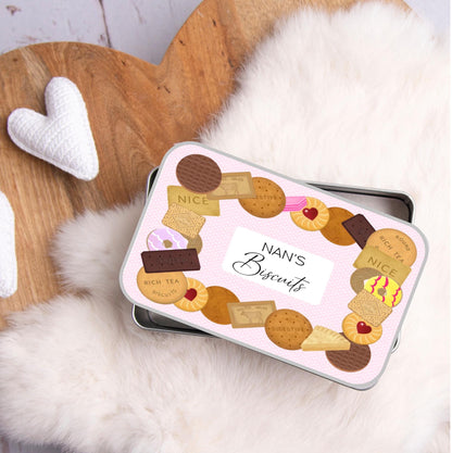 personalised Biscuit Tin for Nan: Hand-Drawn Design