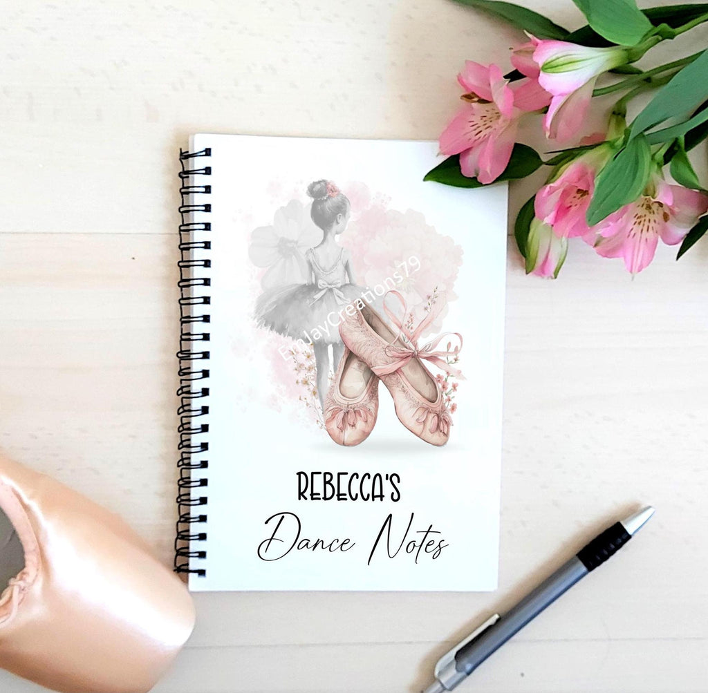 personalised Ballerina Notebook: Handmade A5 Dance Gift