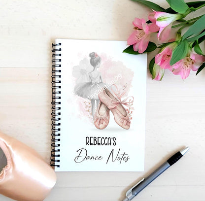 personalised Ballerina Notebook: Handmade A5 Dance Gift