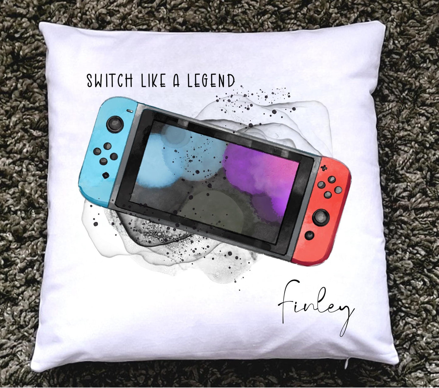 personalised Gamer Cushion: Nintendo Switch Style, Gift for Teens