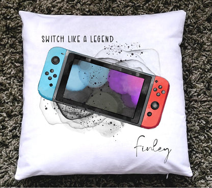 personalised Gamer Cushion: Nintendo Switch Style, Gift for Teens