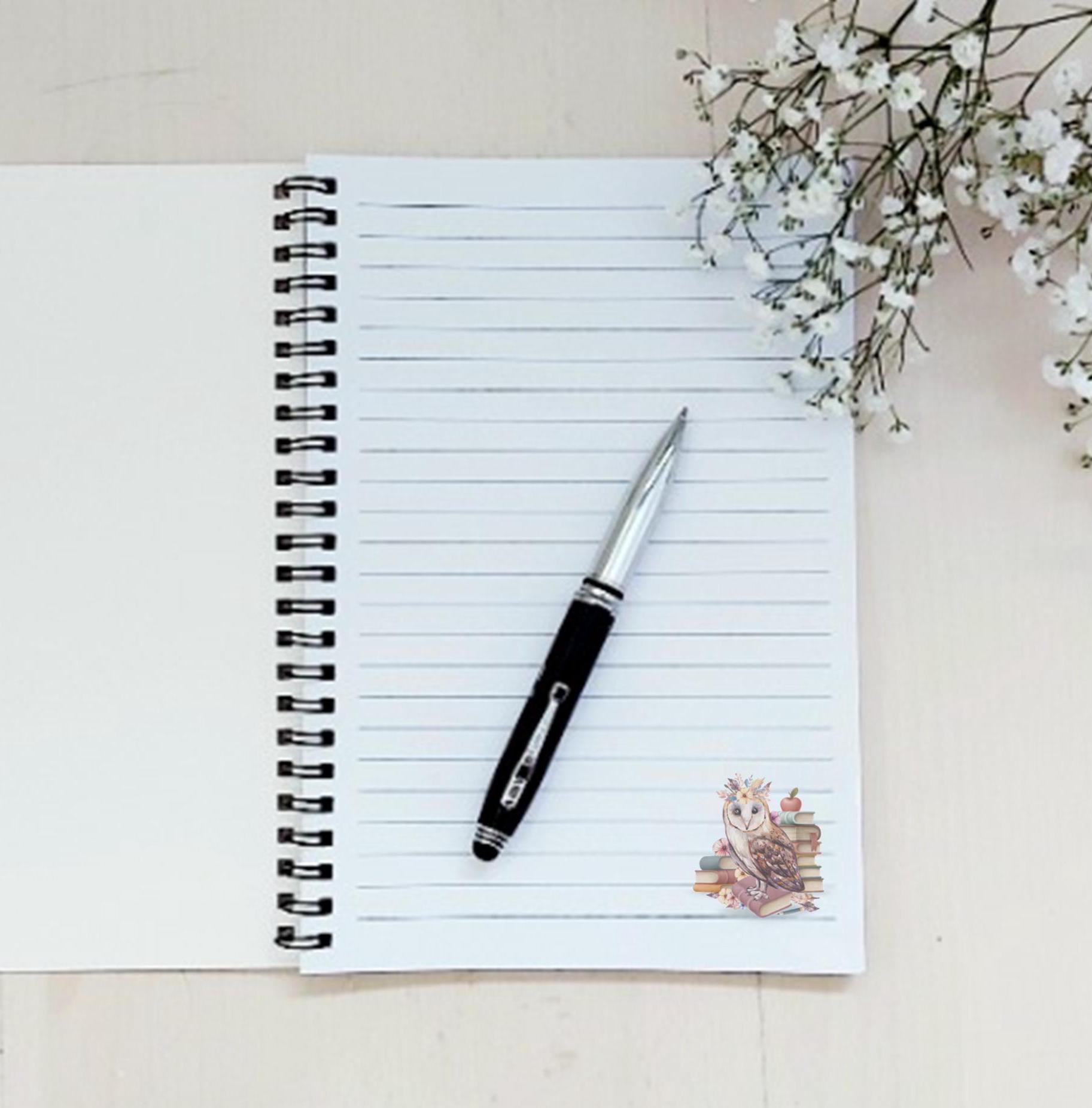 personalised Teacher Notebook: Floral Owl Design, End of Term Gift