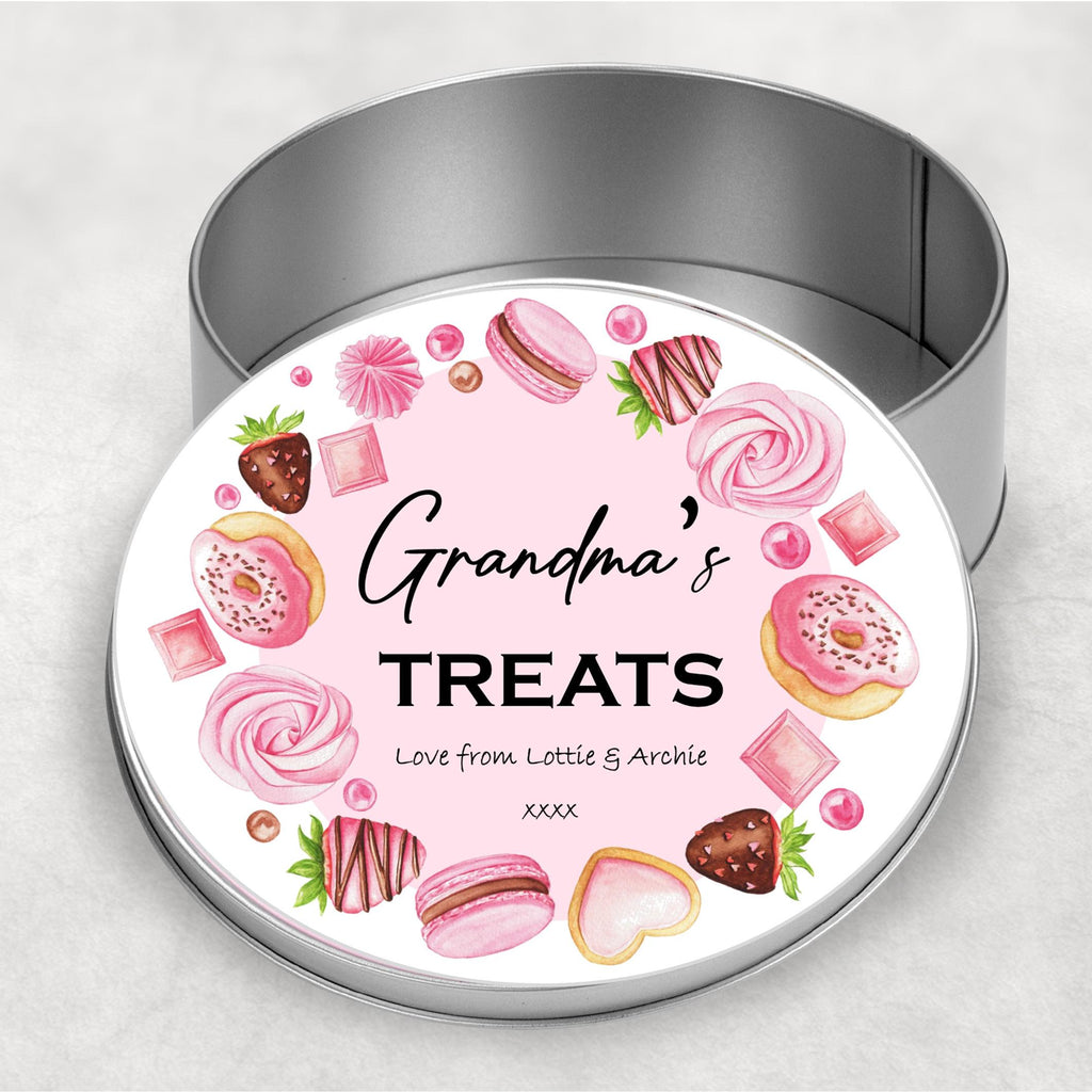 Grandma's Treats Tin: Pink Sweet Treats Storage (15cm)