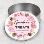 Grandma's Treats Tin: Pink Sweet Treats Storage (15cm)