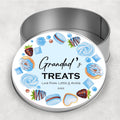 Personalised Grandad's Treats Tin: Blue Sweet Wreath Design - 2 sizes available