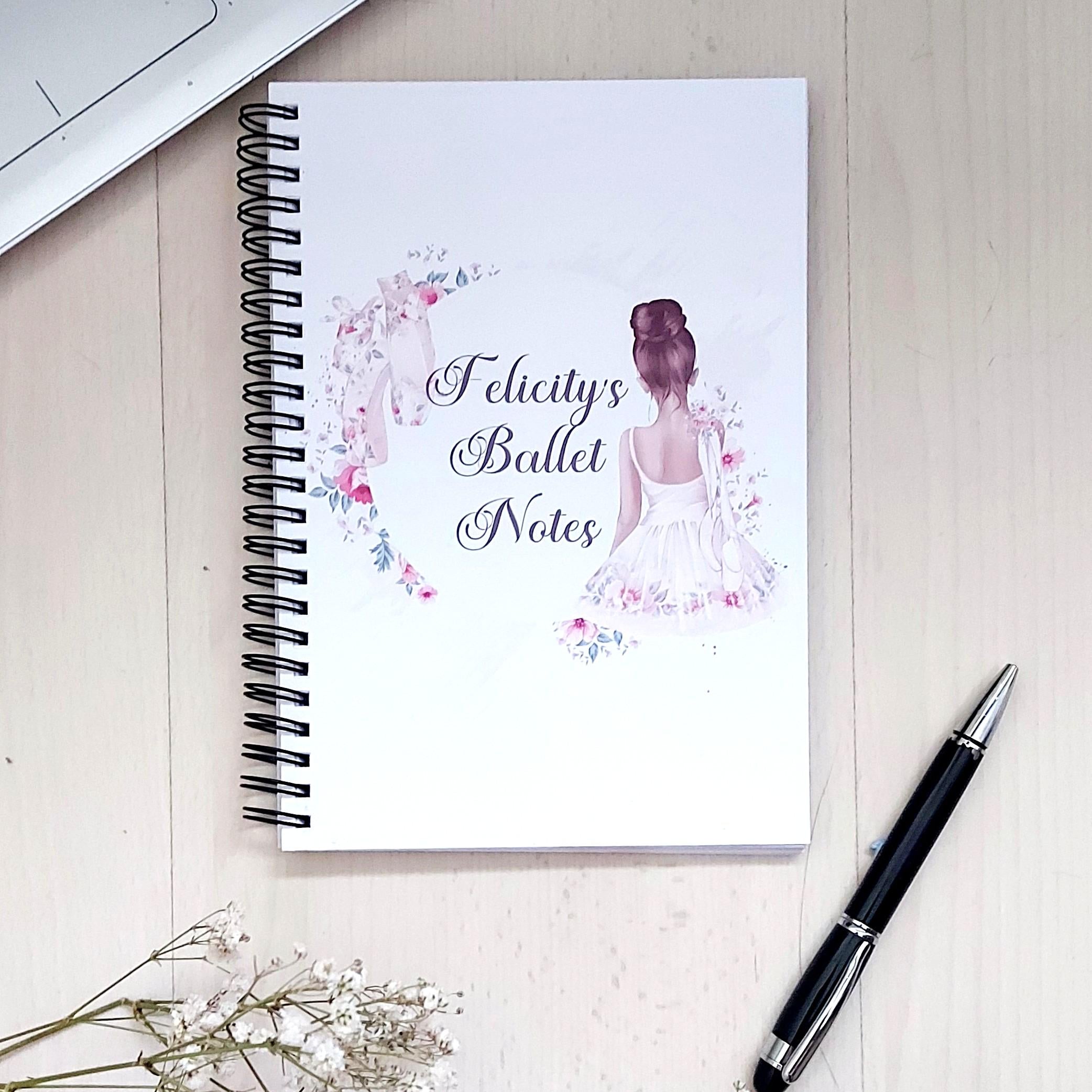 personalised Ballerina Notebook: Watercolor Ballet Gift, A5