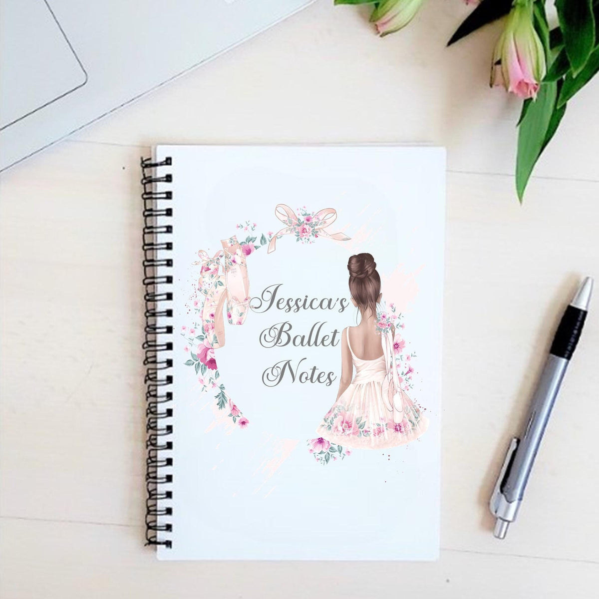 personalised Ballerina Notebook: Watercolor Ballet Gift, A5