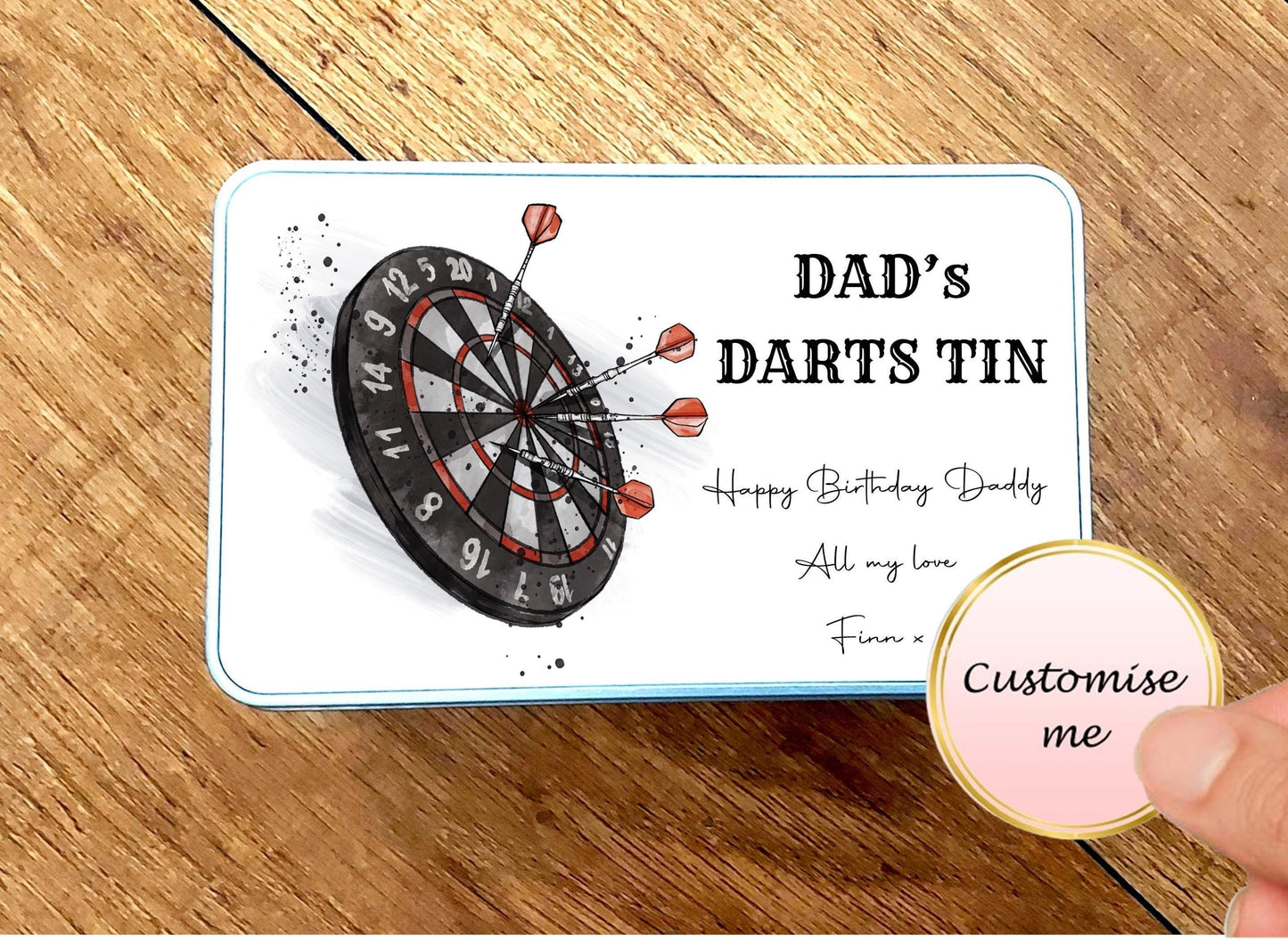 Personalised Darts Storage Tin
