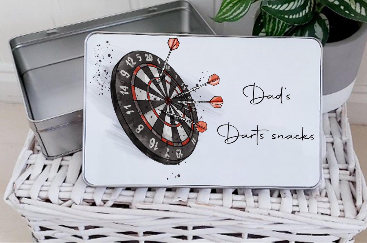 Personalised darts snacks tin, Custom darts gift, Darts storage tin, Dart storage, Father's Day Gifts, Birthday gift for darts player