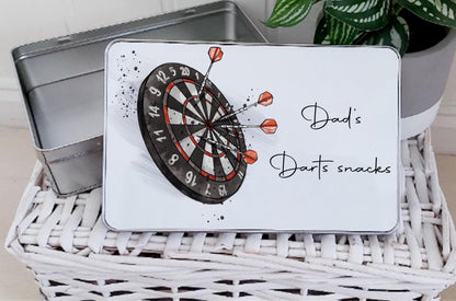 Personalised darts snacks tin, Custom darts gift, Darts storage tin, Dart storage, Father's Day Gifts, Birthday gift for darts player