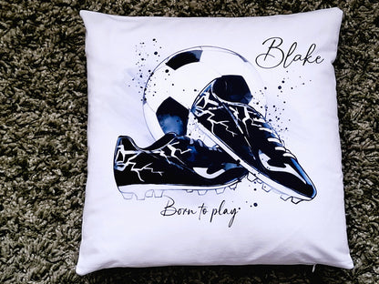 personalised Football Cushion: Polyester Sports Decor, Teen Gift