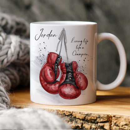 personalised Boxing Glove Mug: Gift for Boxing Fan