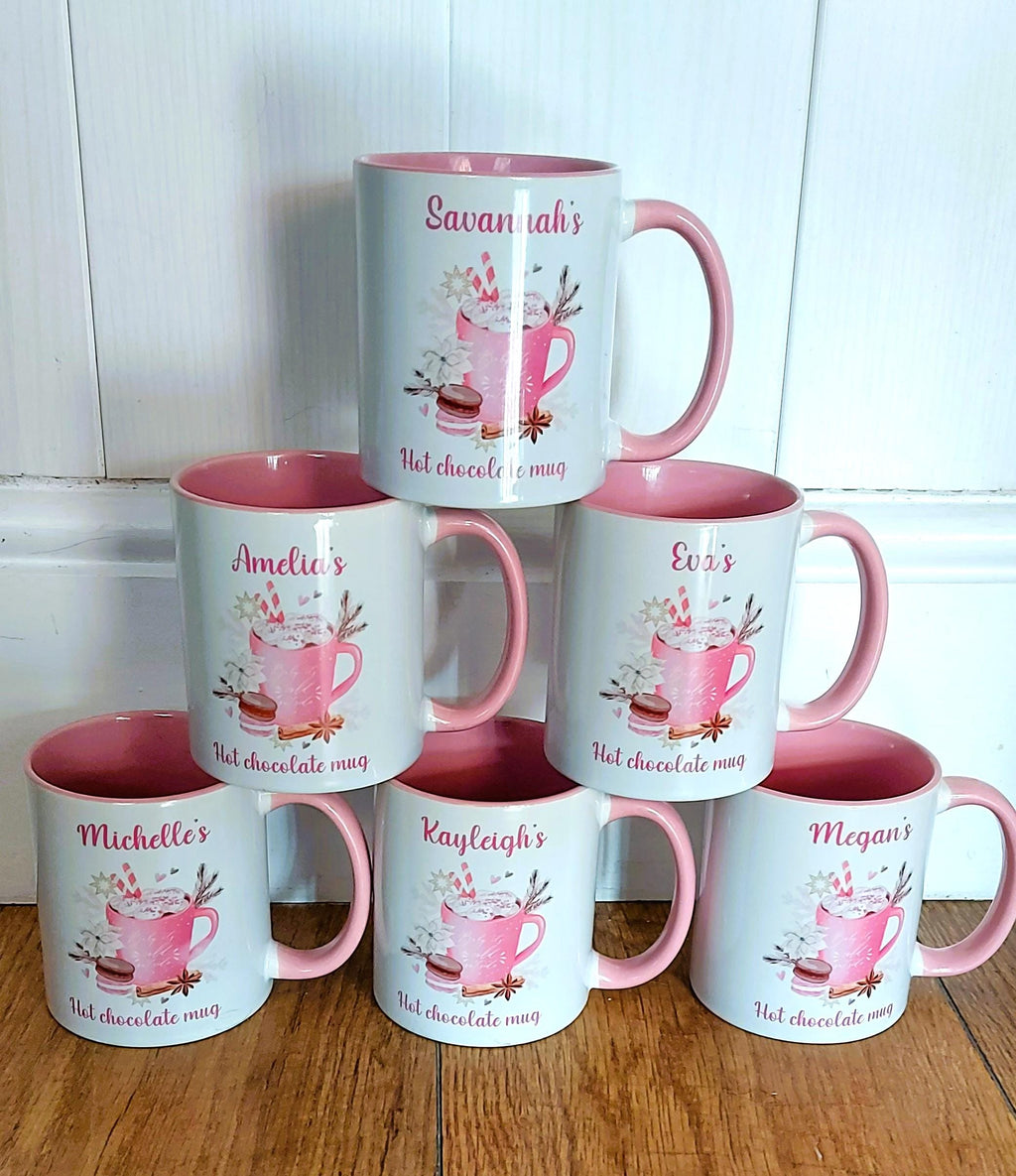 Personalised pink Christmas Hot Chocolate Mu