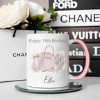 personalised 18th Birthday Mug: Handbag & Heels Design