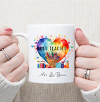 Personalised Best Teacher mug, heart mug, rainbow heart mug, gift for teacher, gift for teaching assistant, Best Teaching Assistant gift
