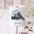 Personalised Football Money Box: Ceramic Savings Pot, Gift for Footballer - choice of boot colours