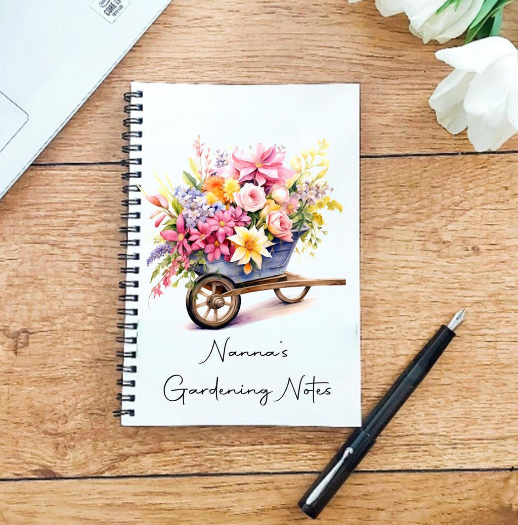 Floral Wheelbarrow Gardening Notebook: Planting Journal