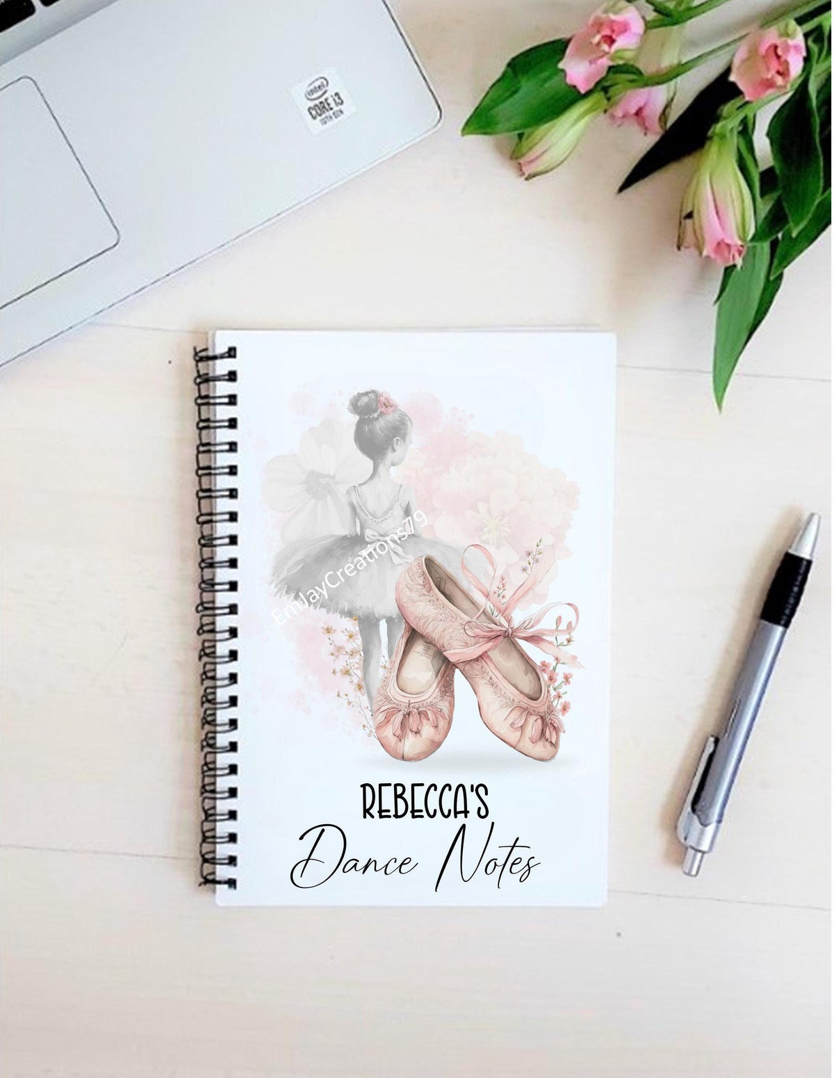 Personalised Ballerina Notebook, A5 Dance Journal, Ballet Gift
