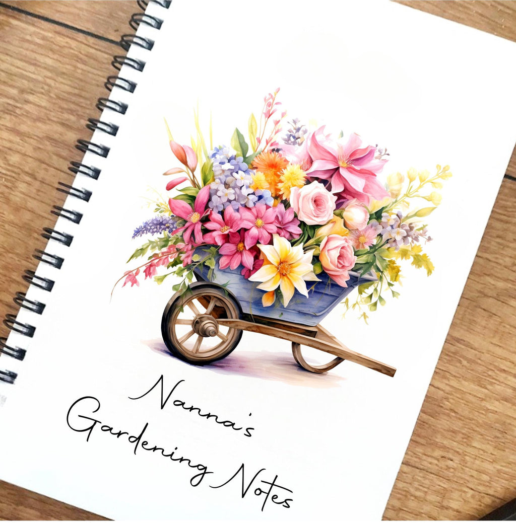 Floral Wheelbarrow Gardening Notebook: Planting Journal