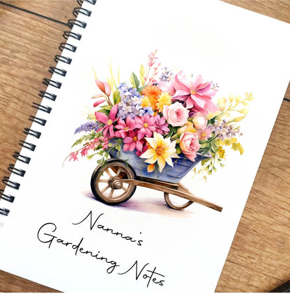 Floral Wheelbarrow Gardening Notebook: Planting Journal