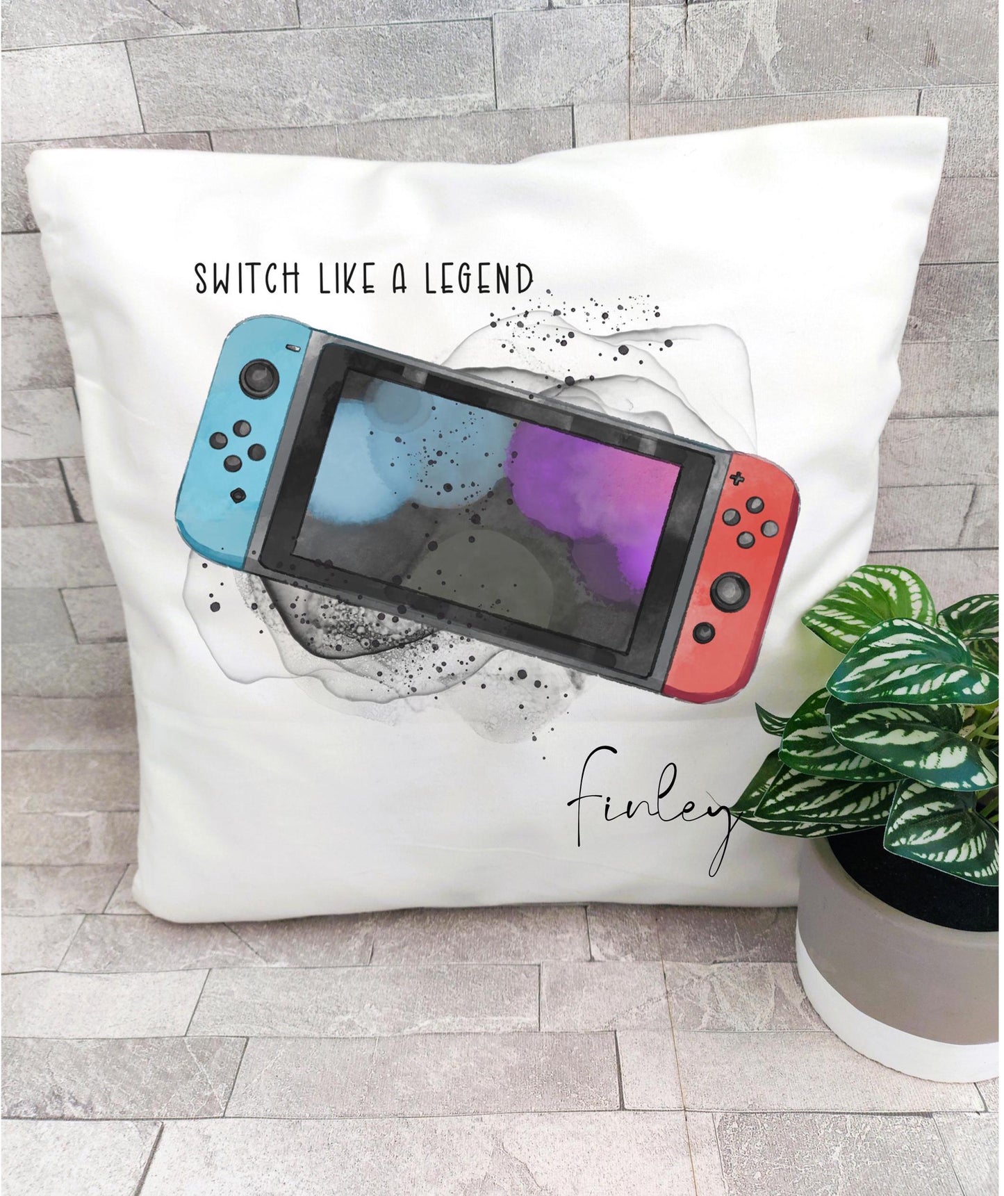 personalised Gamer Cushion: Nintendo Switch Style, Gift for Teens