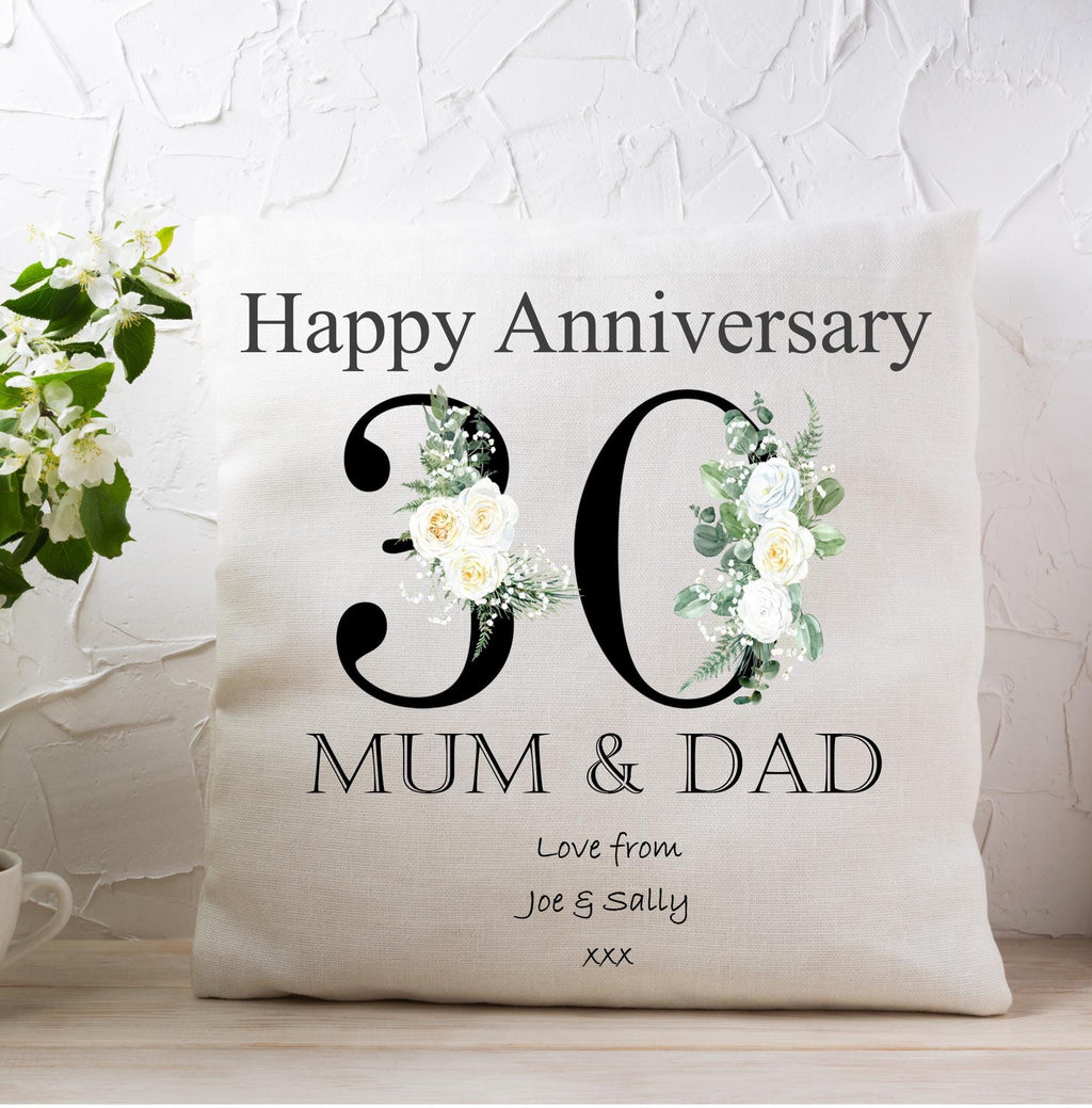 Personalised 30th Anniversary Cushion: Pearl Wedding Keepsake