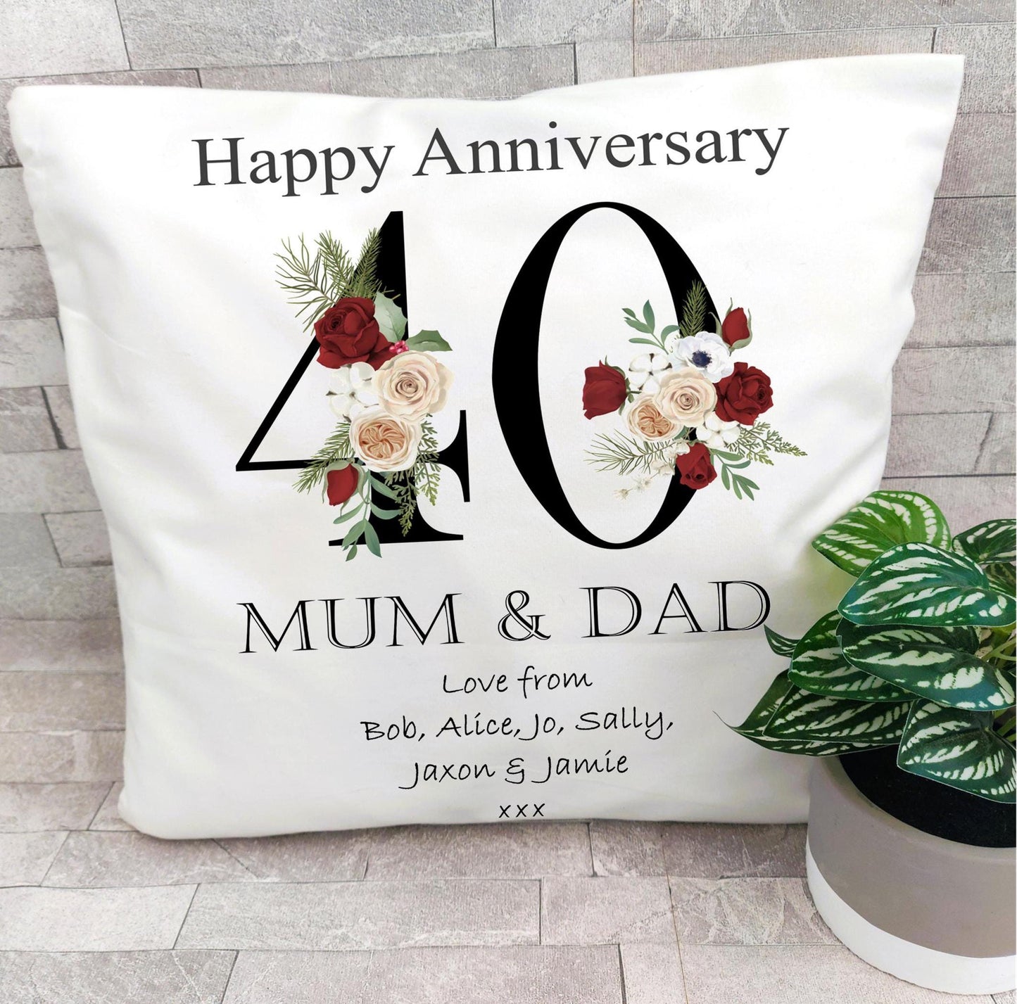 Personalised 40th Anniversary Cushion, Ruby Wedding Keepsake gift