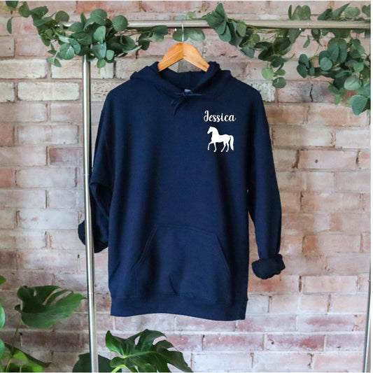 Personalised horseriding hoodie - choose your hoodie colour